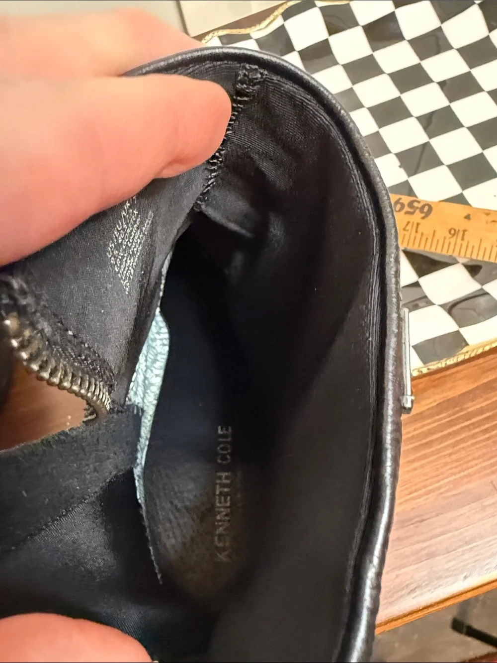 Kenneth Cole Gore Tex Leather Ankle Boots Black Block Heel Waterproof 9.5